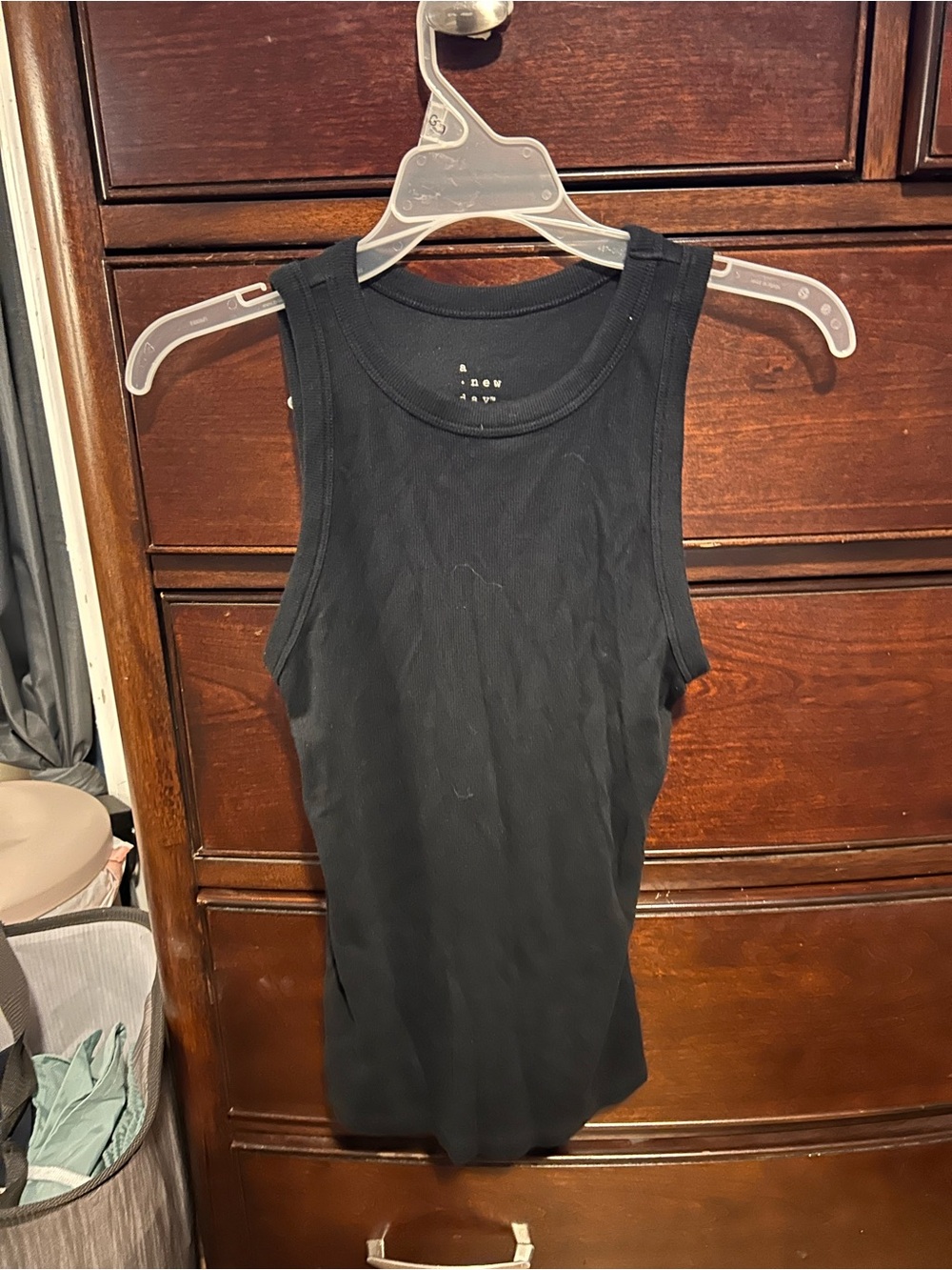 a new day Black Ribbed Tank Top
